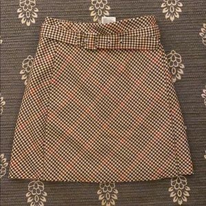 Belted Houndstooth Mini Skirt